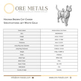 9ct White Gold - Havana Brown Cat Charm