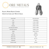 9ct White Gold - Rustic Work Boots Charm