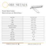 9ct White Gold - Folding Pocket Knife Charm