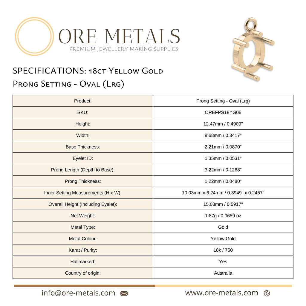 18ct Yellow Gold - Oval Prong Setting
