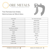 9ct White Gold - Thin Textured Chai Symbol Charm