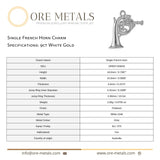 9ct White Gold - Single French Horn Charm