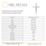 9ct White Gold - Traditional Jesus Crucifix Charm