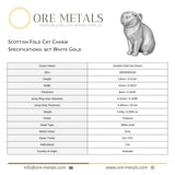 9ct White Gold - Scottish Fold Cat Charm