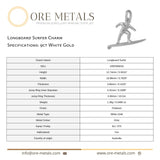 9ct White Gold - Longboard Surfer Charm