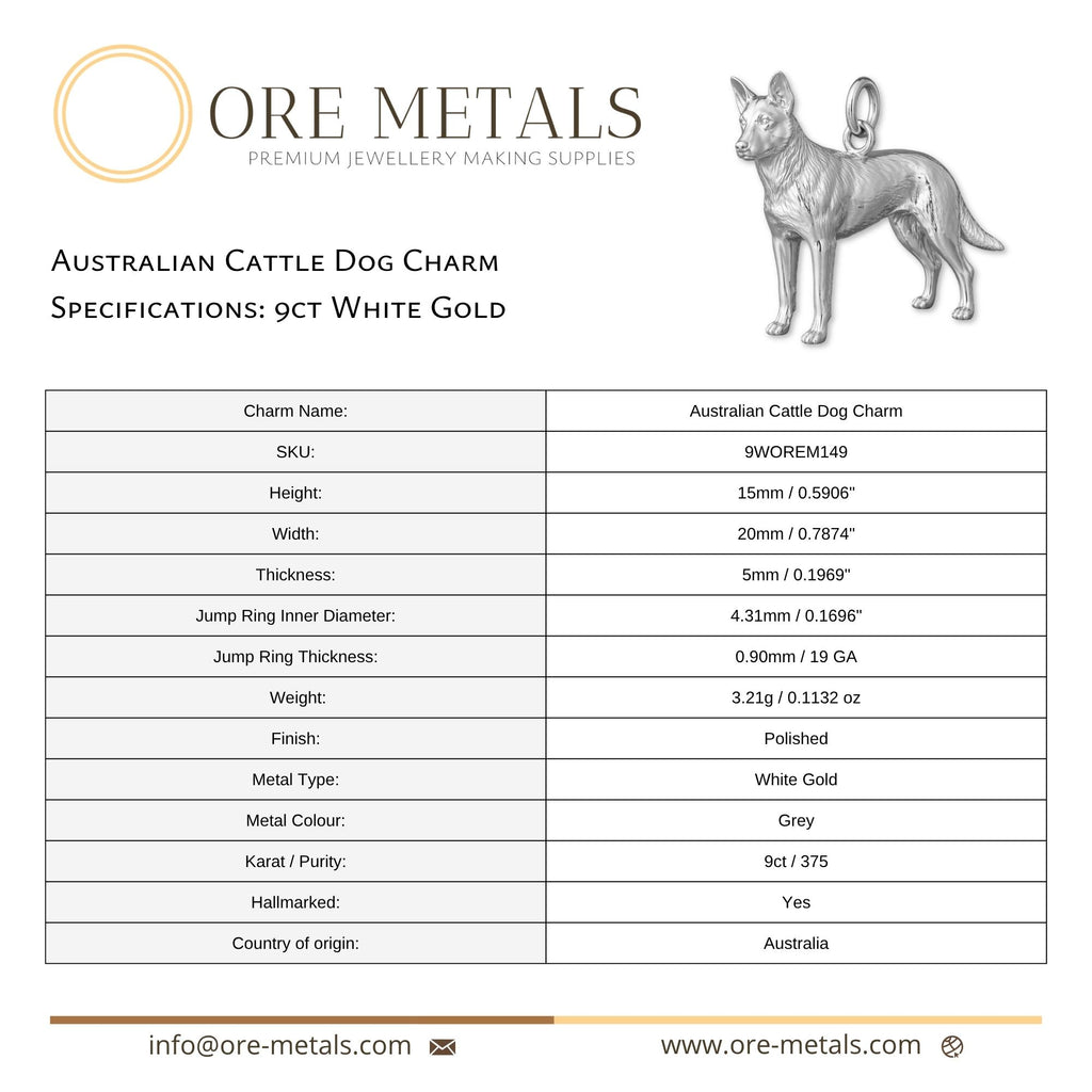 9ct White Gold - Australian Cattle Dog Charm