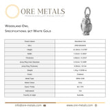 9ct White Gold - Woodland Owl Charm