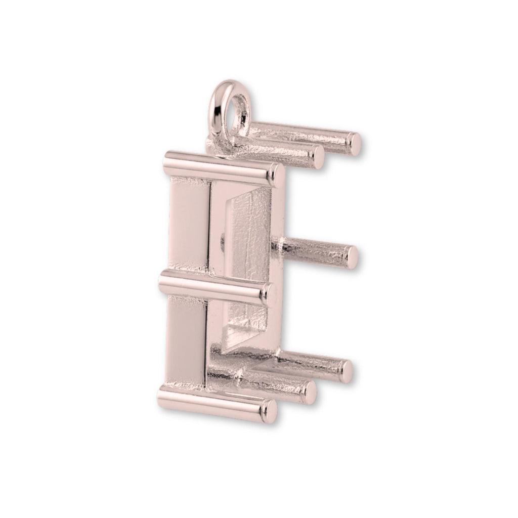 18ct Rose Gold - Rectangle Prong Setting