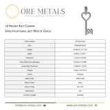 9ct White Gold - 18 Heart Key Charm
