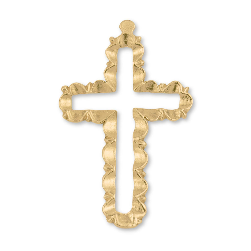 14ct Gold Plated - Budded Open Frame Crucifix Charm