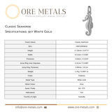 9ct White Gold - Classic Seahorse Charm