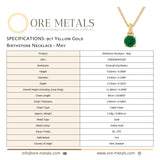 9ct Yellow Gold | Emerald - May Birthstone Necklace