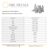 9ct White Gold - Locomotive Train Driver Charm