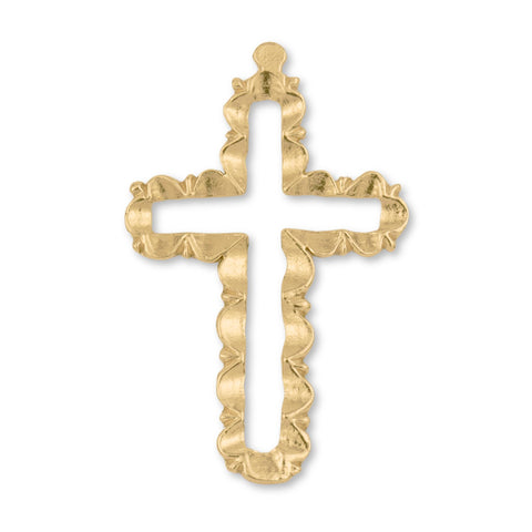 24ct Pure Gold - Budded Open Frame Crucifix Charm