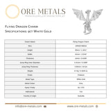 9ct White Gold - Flying Dragon Charm