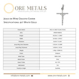 9ct White Gold - Jesus on Wire Crucifix Charm