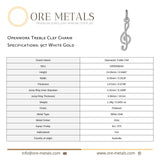 9ct White Gold - Openwork Treble Clef Charm