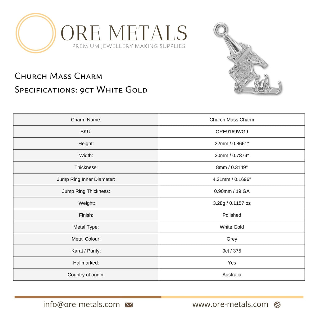 9ct White Gold - Church Mass Charm