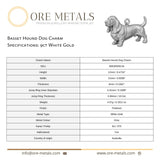 9ct White Gold - Basset Hound Dog Charm