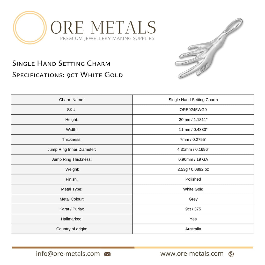 9ct White Gold - Single Hand Setting Charm