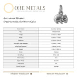 9ct White Gold - Australian Wombat Charm