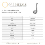 9ct White Gold - Classic Tobacco Pipe Charm