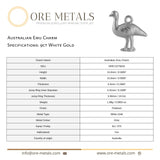 9ct White Gold - Australian Emu Charm