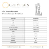 9ct White Gold - Love Monogram Charm