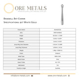 9ct White Gold - Baseball Bat Charm