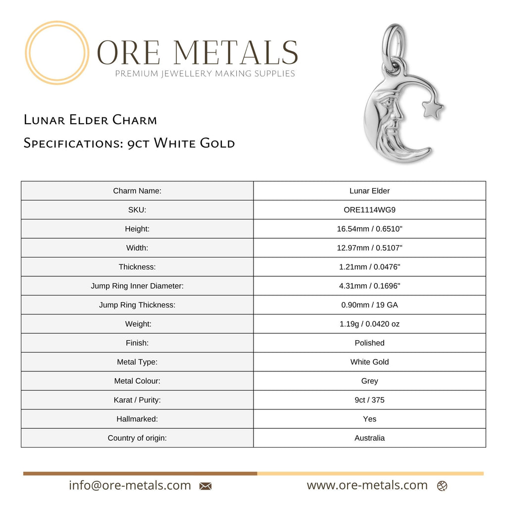 9ct White Gold - Lunar Elder Charm