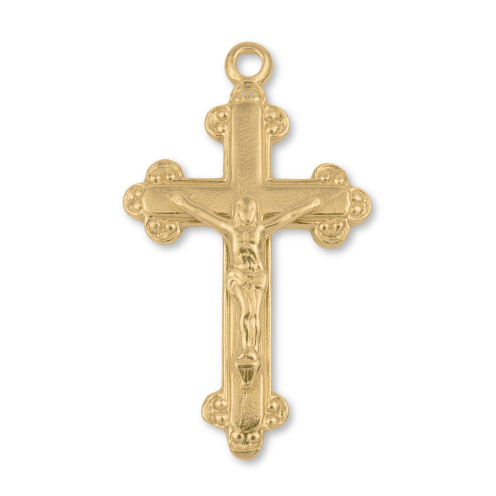 24ct Pure Gold - Jesus on Budded Crucifix Charm