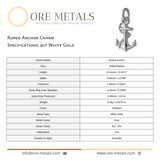 9ct White Gold - Roped Anchor Charm