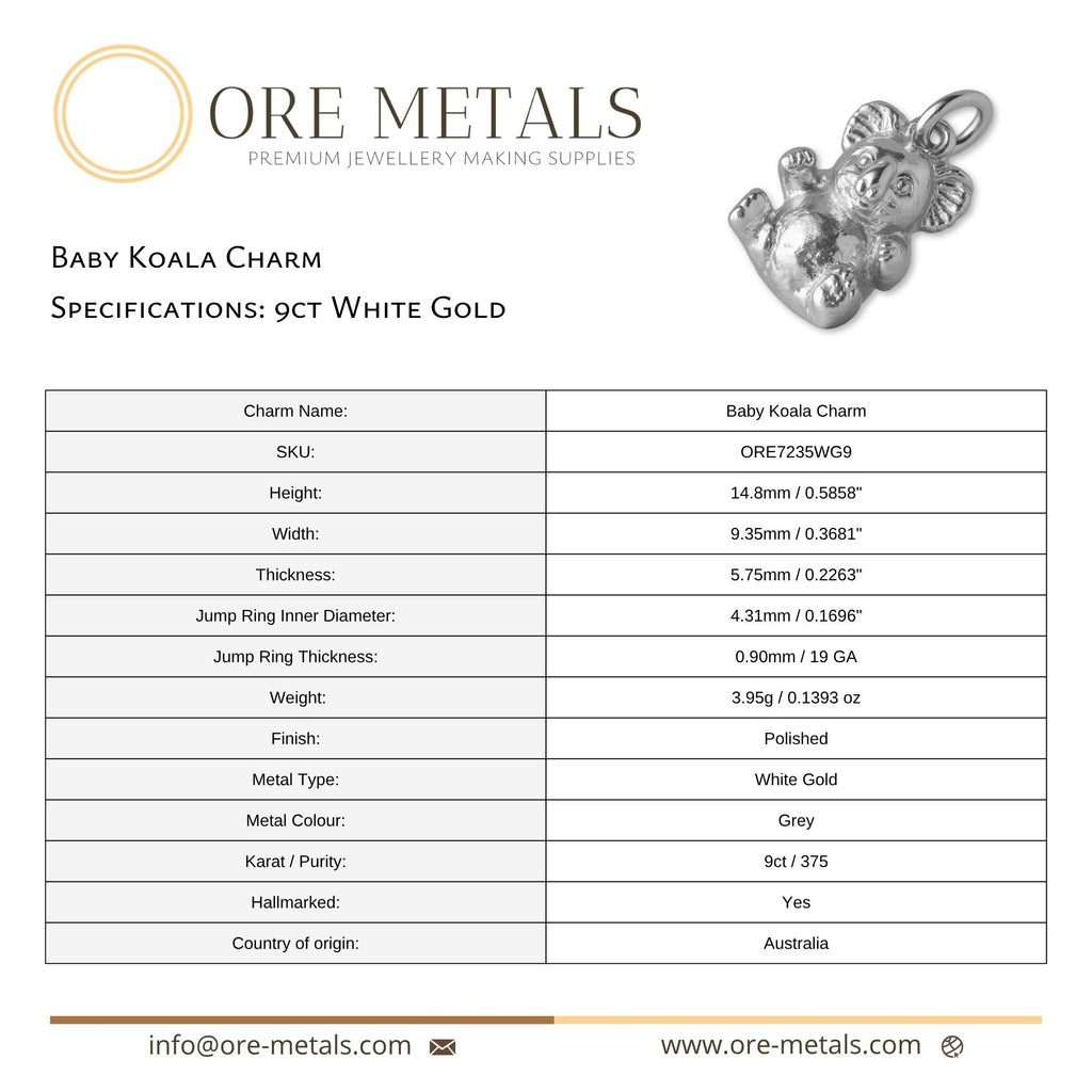 9ct White Gold - Baby Koala Charm