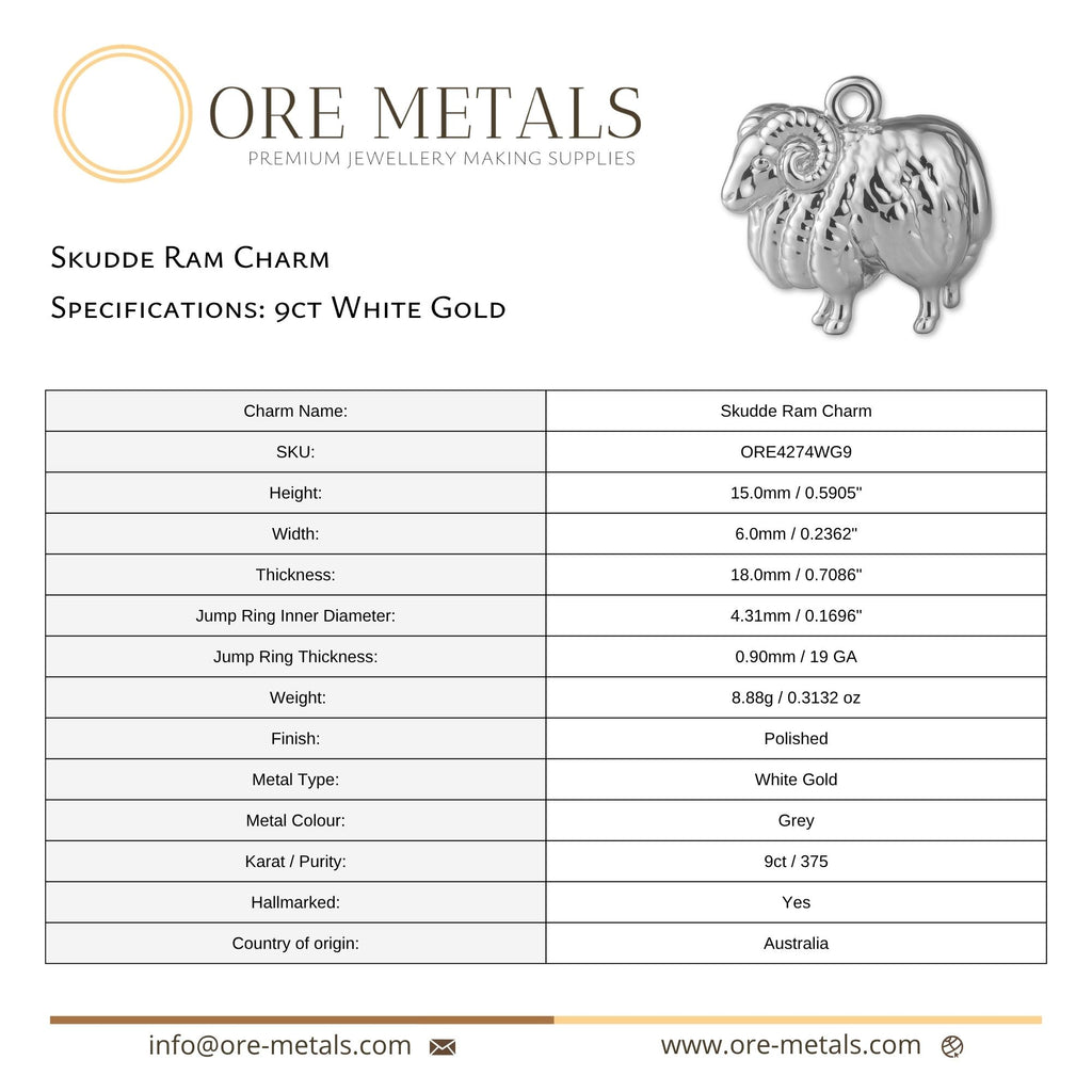 9ct White Gold - Skudde Ram Charm