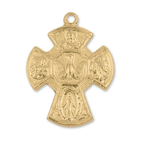 24ct Pure Gold - Five Way Catholic Crucifix Charm
