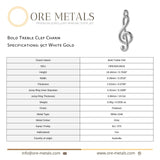 9ct White Gold - Bold Treble Clef Charm