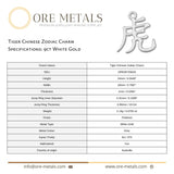 9ct White Gold - Tiger Chinese Zodiac Charm