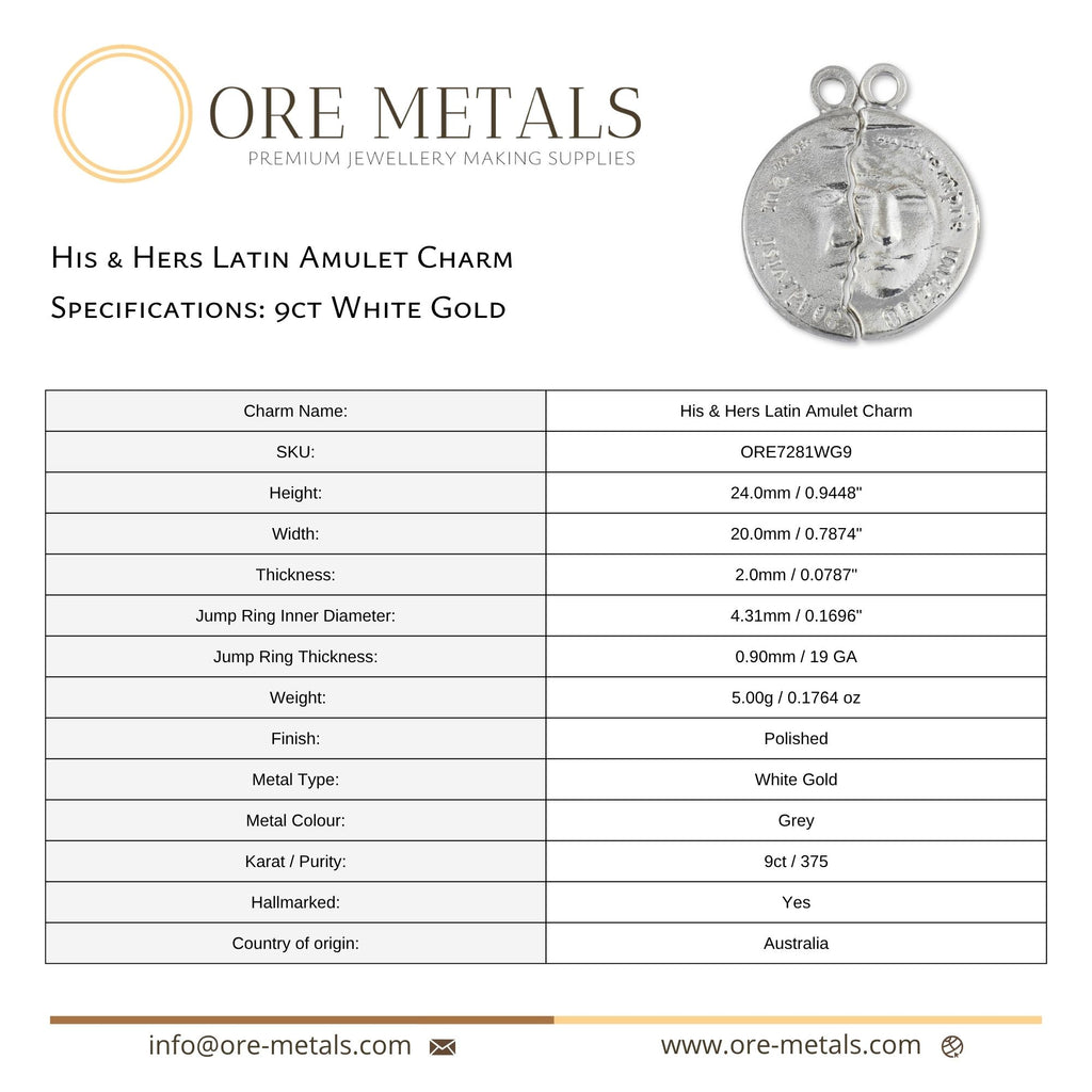 9ct White Gold - His & Hers Latin Amulet Charm