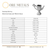 9ct White Gold - Vintage Kettle Charm