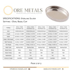 925 Sterling Silver - Ovala bezel Cups