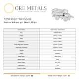 9ct White Gold - Tipper Dump Truck Charm