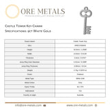 9ct White Gold - Castle Tower Key Charm