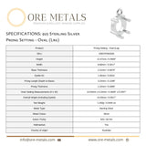 925 Sterling Silver - Oval Prong Setting