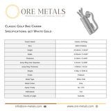 9ct White Gold - Classic Golf Bag Charm