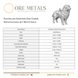 9ct White Gold - Australian Shepherd Dog Charm