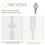 9ct White Gold - Classic 21 House Key Charm