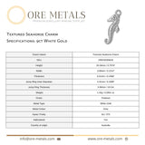 9ct White Gold - Textured Seahorse Charm