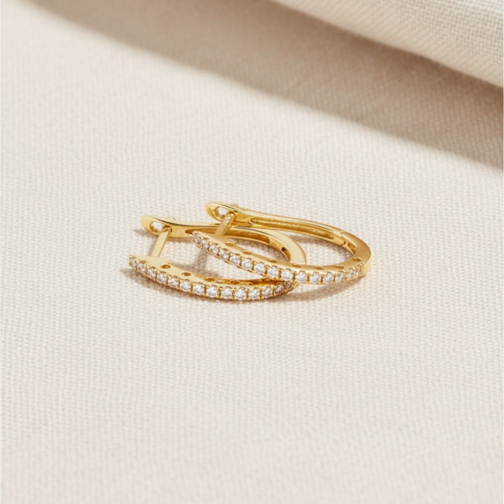 18ct Yellow Gold | 0.15ct GH/SI - Dainty Diamond Hoop Earrings