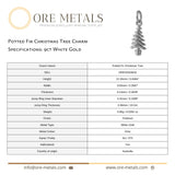 9ct White Gold - Potted Fir Christmas Tree Charm