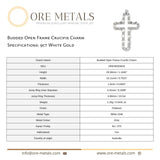 9ct White Gold - Budded Open Frame Crucifix Charm